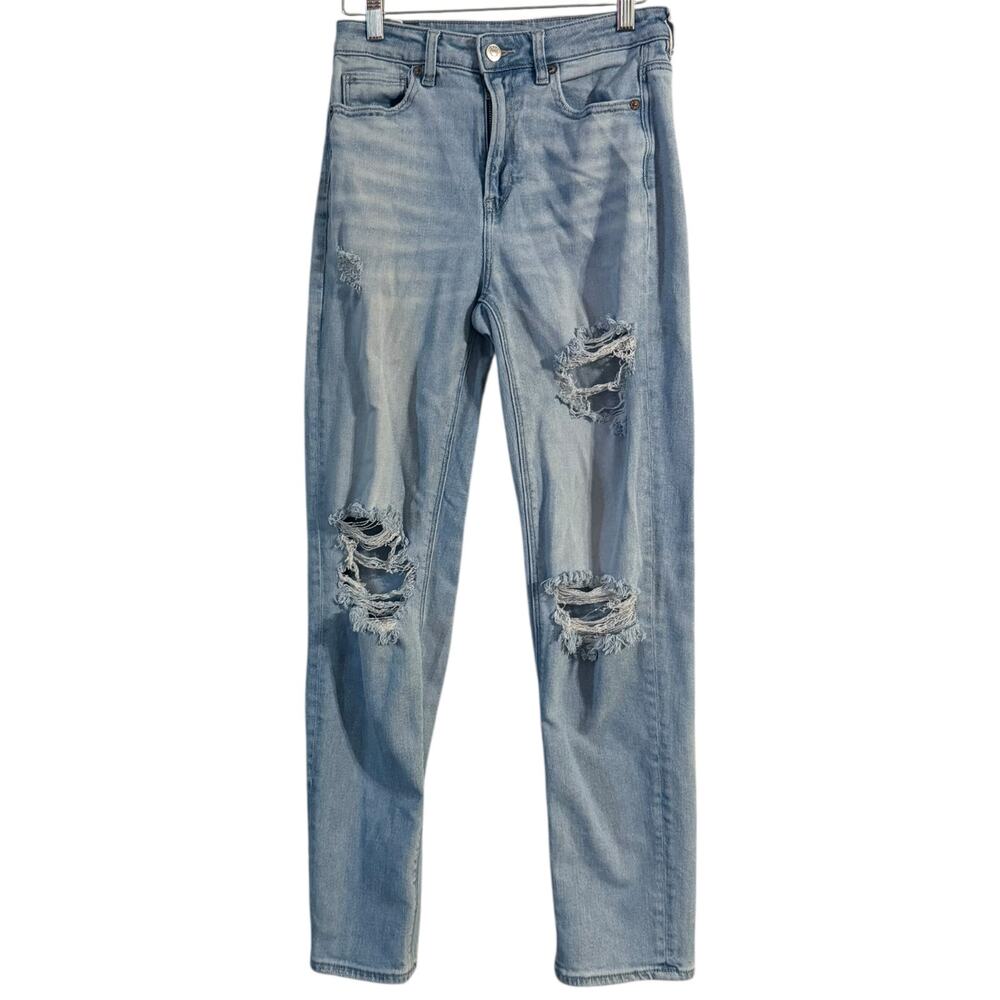 American Eagle‎ stretch distressed MOM straight Jean 4 LONG
